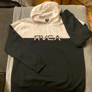 RVCA BLK/WHT PULLOVER HOODIE MENS LARGE